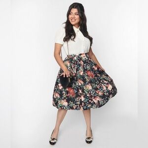 NWT - Unique Vintage - Floral Animal Print Skirt